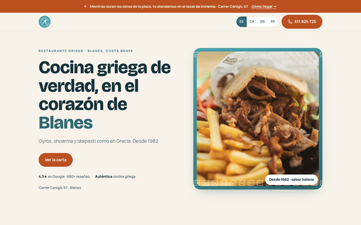 Web de Marathon Greek Food — restaurante griego en Blanes