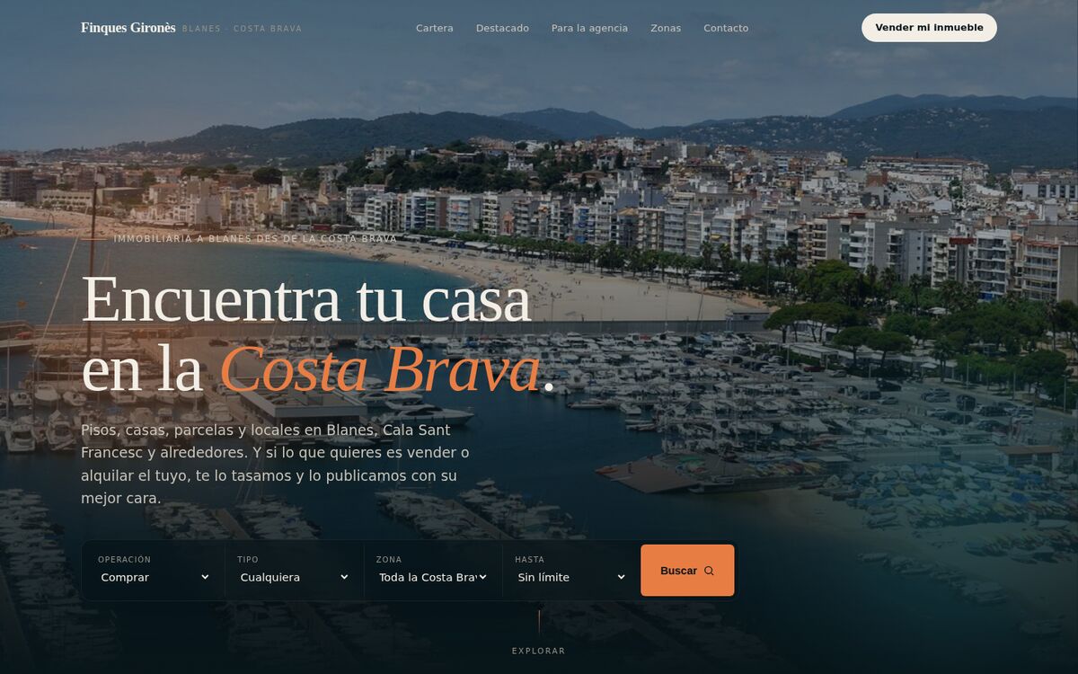 Web de Finques Gironès, inmobiliaria en Blanes y la Costa Brava